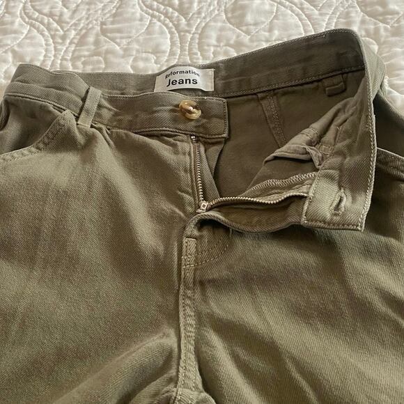 Reformation Bailey High Rise Utility Pant - Size 24 Green - Picture 3 of 9